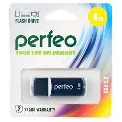 ФЛЭШ-КАРТА PERFEO 4GB C02 ЧЕРНАЯ USB 2.0