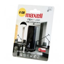ФЛЭШ-КАРТА MAXELL 8GB VENTURE ЧЕРНАЯ ВЫДВИЖНОЙ ПОРТ USB 2.0