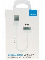 КАБЕЛЬ USB - IPH 30 pin Deppa, 1.2м, цвет: белый