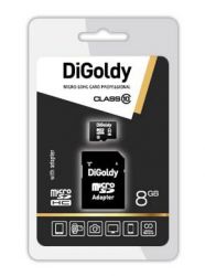 DIGOLDY 8GB MICRO SD SDHC CLASS 10 + SD АДАПТЕР