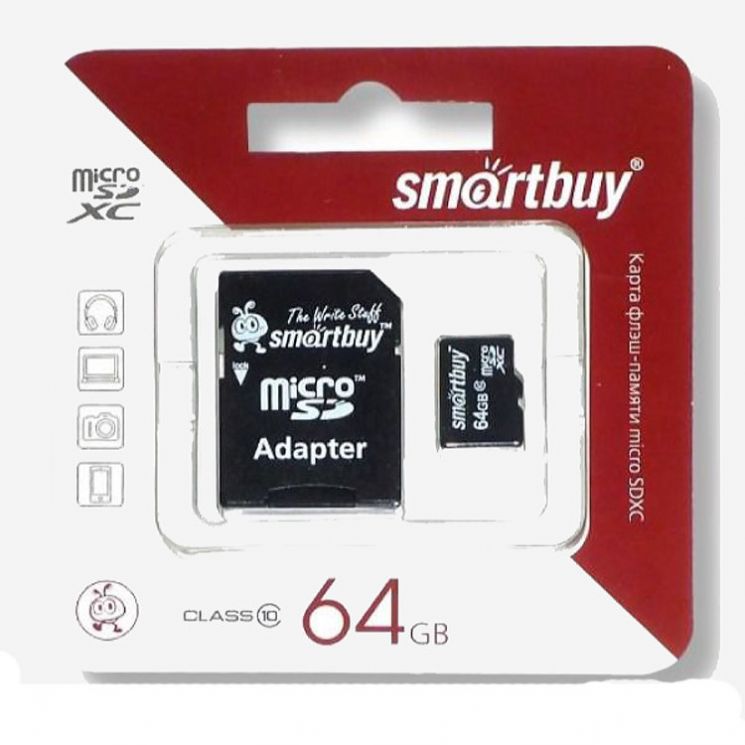 SMART BUY   64GB MICRO SDXC CLASS 10 + SD АДАПТЕР