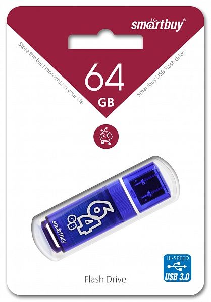 ФЛЭШ-КАРТА SMART BUY   64GB GLOSSY СИНИЙ ГЛЯНЕЦ USB 3.0