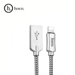 HOCO КАБЕЛЬ USB - Lightning U10, 1.2м, круглый, 2.1A, нейлон, в переплёте, черный
