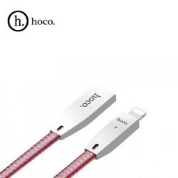 HOCO КАБЕЛЬ USB - Lightning U11, 1.2м, круглый, 2.1A, ткань, в переплёте, цвет: розовый