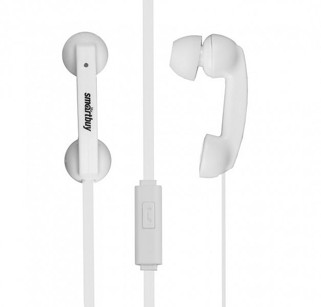 SMART BUY HELLO SBH-250 Внутриканальные наушники с микрофоном, с кабелем 1.2м, цвет: белый