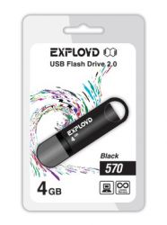 ФЛЭШ-КАРТА EXPLOYD 4GB 570, USB 2.0, пластик, чёрный