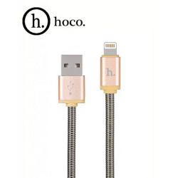 HOCO КАБЕЛЬ USB - Lightning U5  металлический, в переплёте, розовое золото (1,2 м)