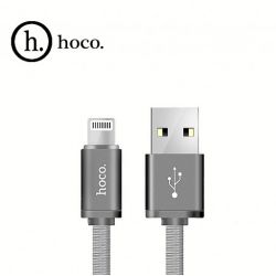 HOCO КАБЕЛЬ USB - Lightning U5, металлический, в переплёте, серебро (1,2 м)
