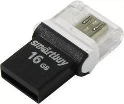 ФЛЭШ-КАРТА SMART BUY 16GB POKO OTG ЧЕРНАЯ USB + MICRO USB