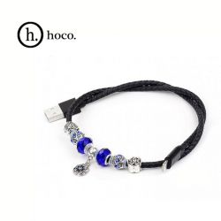 HOCO КАБЕЛЬ USB - Lightning U7,Pandora, 0.5м, круглый, 2.1A, силикон, в виде браслета, чёрный