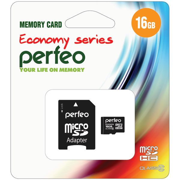 PERFEO 16GB MICRO SDHC CLASS 10 + SD АДАПТЕР ECONOMY SERIES