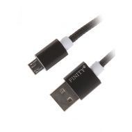 КАБЕЛЬ USB - microUSB FINITY FUL-03, (1.2м), металлический, в переплёте, цвет: чёрный