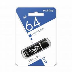 ФЛЭШ-КАРТА SMART BUY   64GB GLOSSY ЧЕРНЫЙ ГЛЯНЕЦ USB 2.0
