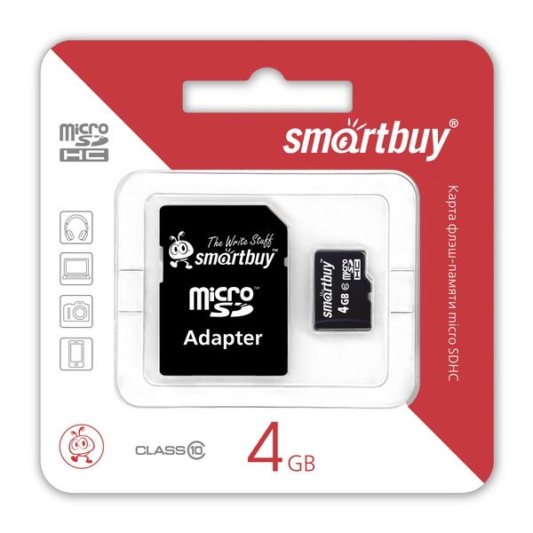 SMART BUY 4GB MICRO SD SDHC CLASS 10 + SD АДАПТЕР