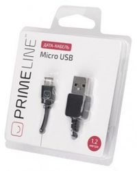 КАБЕЛЬ USB - microUSB Prime Line чёрный (1,2 м)