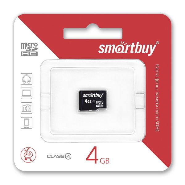 SMART BUY 4GB MICRO SD SDHC CLASS 4 БЕЗ АДАПТЕРА