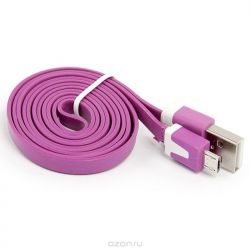 КАБЕЛЬ USB - microUSB плоский цветной 1,0м / техпак