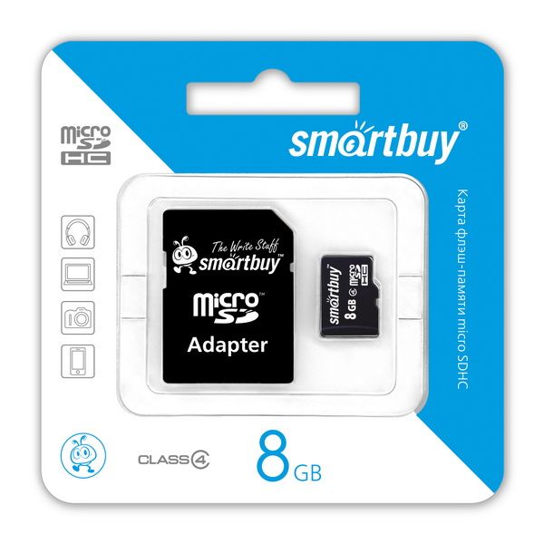 SMART BUY 8GB MICRO SD SDHC CLASS 4 + SD АДАПТЕР