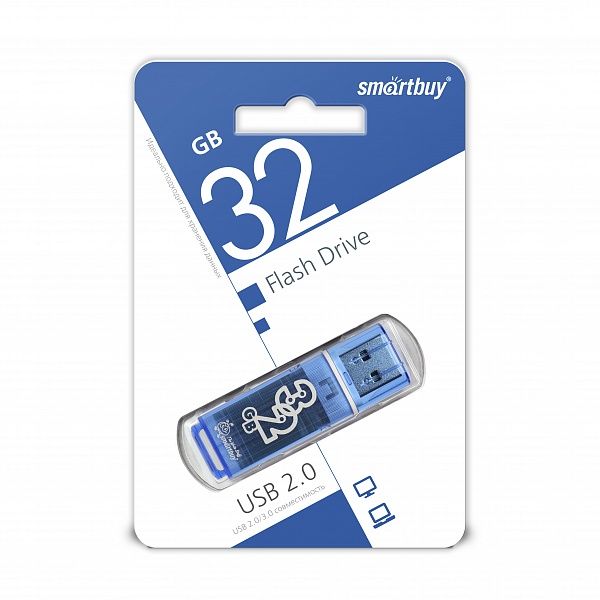 ФЛЭШ-КАРТА SMART BUY  32GB GLOSSY СИНИЙ ГЛЯНЕЦ USB 2.0