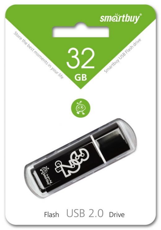 ФЛЭШ-КАРТА SMART BUY  32GB GLOSSY ЧЕРНЫЙ ГЛЯНЕЦ USB 2.0