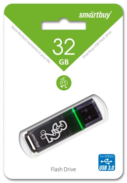 ФЛЭШ-КАРТА SMART BUY  32GB GLOSSY USB 3.0 СЕРЫЙ ГЛЯНЕЦ