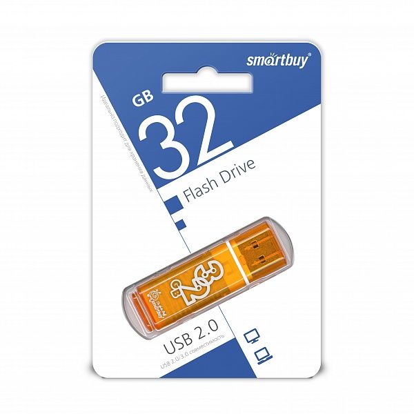 ФЛЭШ-КАРТА SMART BUY  32GB GLOSSY ОРАНЖЕВАЯ ГЛЯНЦЕВАЯ USB 2.0