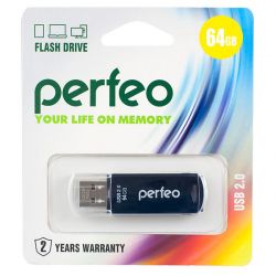 ФЛЭШ-КАРТА PERFEO  64GB C06 ЧЕРНАЯ USB 2.0