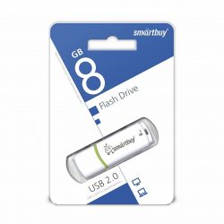 ФЛЭШ-КАРТА SMART BUY 8GB CROWN WHITE С КОЛПАЧКОМ USB 2.0