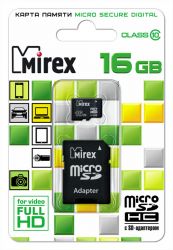 MIREX 16GB MICRO SDHC CLASS 10 + SD АДАПТЕР