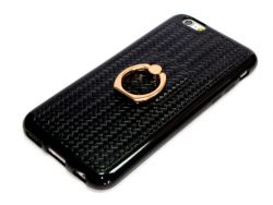 Силиконовый чехол IPhone 5/5S Карбон черный с кольцом