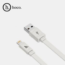 HOCO КАБЕЛЬ USB- Apple 8 pin X5 Bamboo, 1.0м, плоский, 2.1A, силикон, цвет: белый