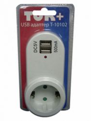 Адаптер сетевой "Ток+" на 1 гнездо + 2 гнезда USB, 220В, 16А (Т10102)/72