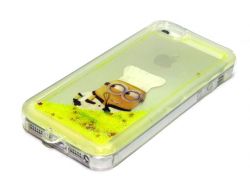 Силиконовый чехол IPhone 5/5S Миньон повар с желтыми жидкими блестками