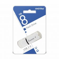 ФЛЭШ-КАРТА SMART BUY 8GB PAEAN БЕЛЫЙ ГЛЯНЕЦ USB 2.0