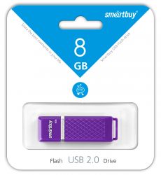ФЛЭШ-КАРТА SMART BUY 8GB QUARTZ С КОЛПАЧКОМ ФИОЛЕТОВАЯ USB 2.0