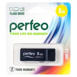 ФЛЭШ-КАРТА PERFEO 8GB R01 ЧЕРНАЯ ВЫДВИЖНАЯ USB 2.0
