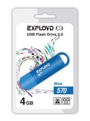 ФЛЭШ-КАРТА EXPLOYD 4GB 570, USB 2.0, пластик, синий