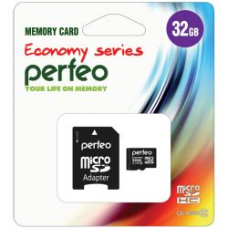 PERFEO  32GB MICRO SDHC CLASS 10 + SD АДАПТЕР ECONOMY SERIES
