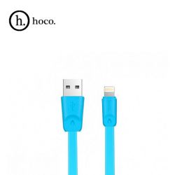 HOCO КАБЕЛЬ USB - Lightning X9, 1.0м, плоский, 2.1A, силикон, цвет: голубой