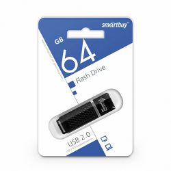 ФЛЭШ-КАРТА SMART BUY   64GB QUARTZ С КОЛПАЧКОМ ЧЕРНАЯ USB 2.0