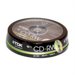 TDK CD-RW 700 Mb 4X-12X 10шт в пластиковой банке (200)