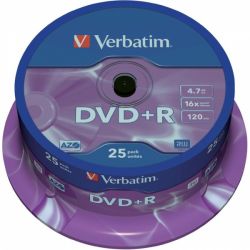 VERBATIM DVD+R 16X BRAND 25шт. в пластиковой банке
