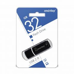 ФЛЭШ-КАРТА SMART BUY  32GB CROWN BLACK С КОЛПАЧКОМ USB 2.0