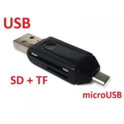 OTG картридер TDS- 521 (USB,TF,SD,microUSB)/1000