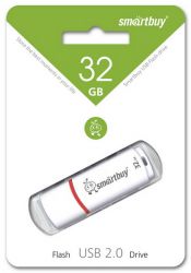 ФЛЭШ-КАРТА SMART BUY  32GB CROWN WHITE С КОЛПАЧКОМ USB 2.0